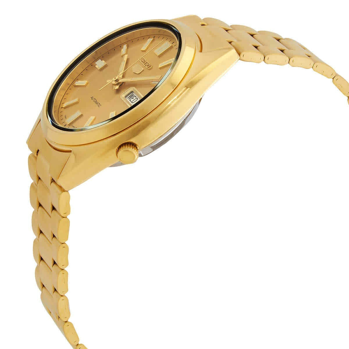 Seiko 5 Automatic Gold Dial Band SNXS80K1 Stainless Steel Men'S Watch Case 37 Mm