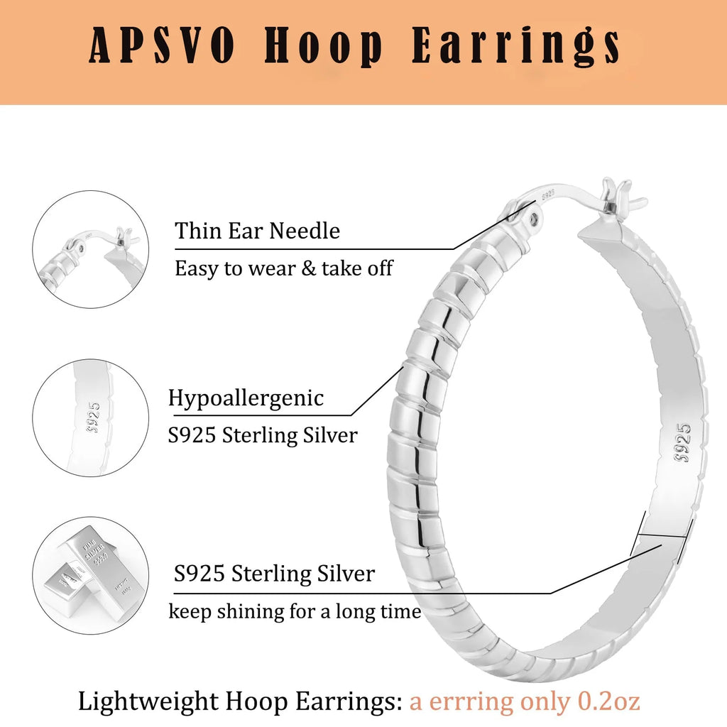 2 Pairs 18K White Gold Plated Hoop Earrings for Women S925 Sterling Silver Post Hypoallergenic Earrings Set Birthday Valentines Day Jewelry Gifts Her Mom Girlfriend Female Adults Ideas 30/40MM