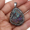 Natural Stone Pendant Irregular Shape Crystal Set Drill Exquisite Charm for Jewelry Making DIY Necklace Earrings Accessories